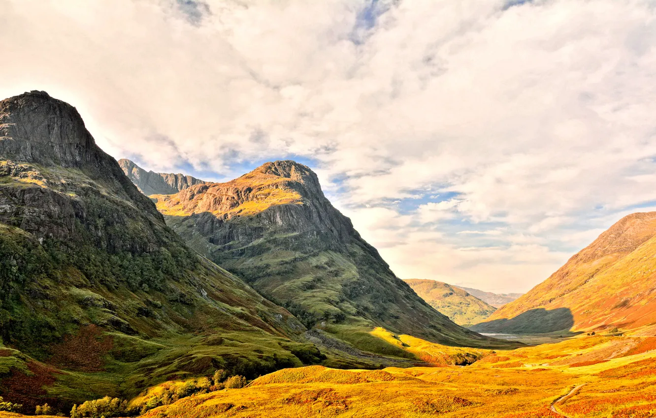 Photo wallpaper autumn, mountains, valley