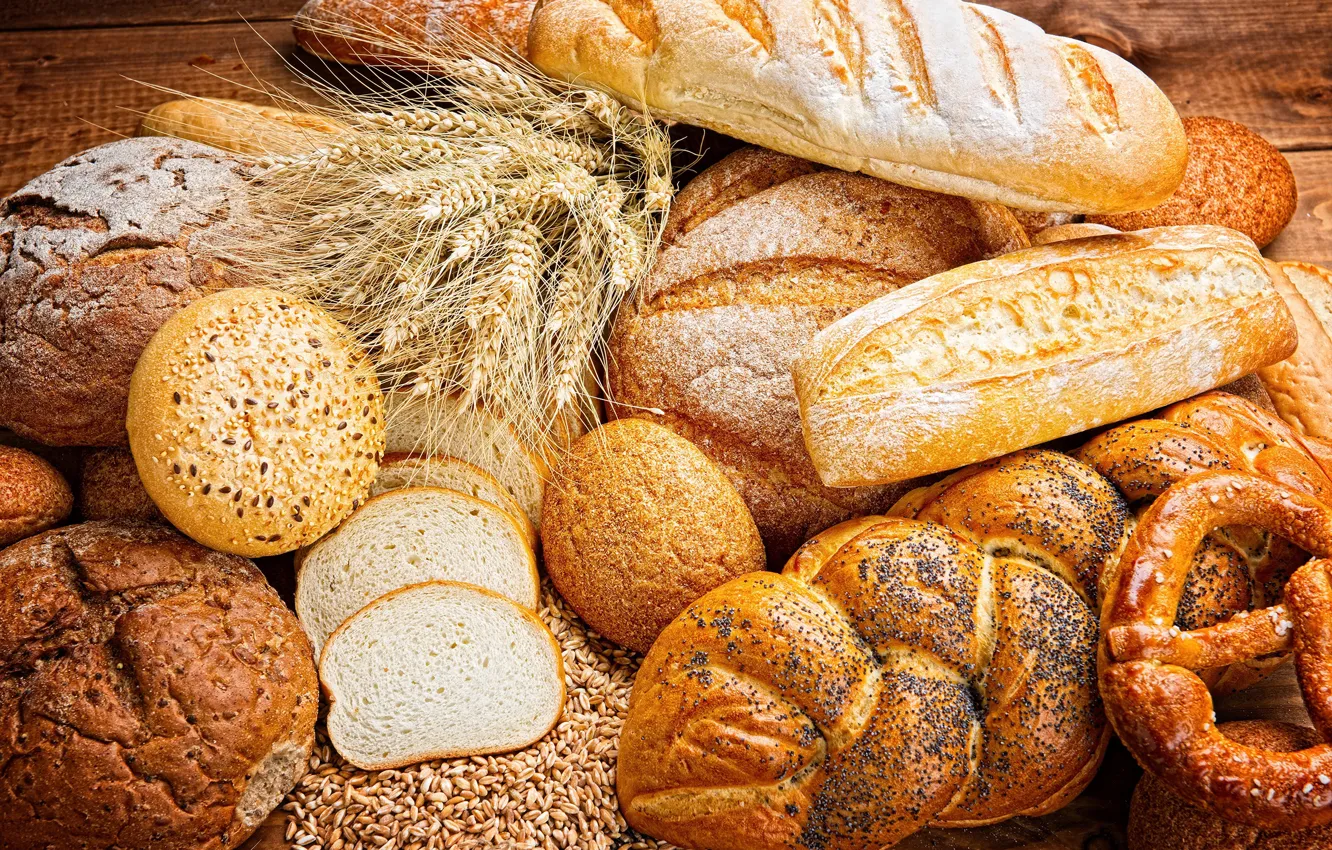 Photo wallpaper wheat, grain, bread, buns