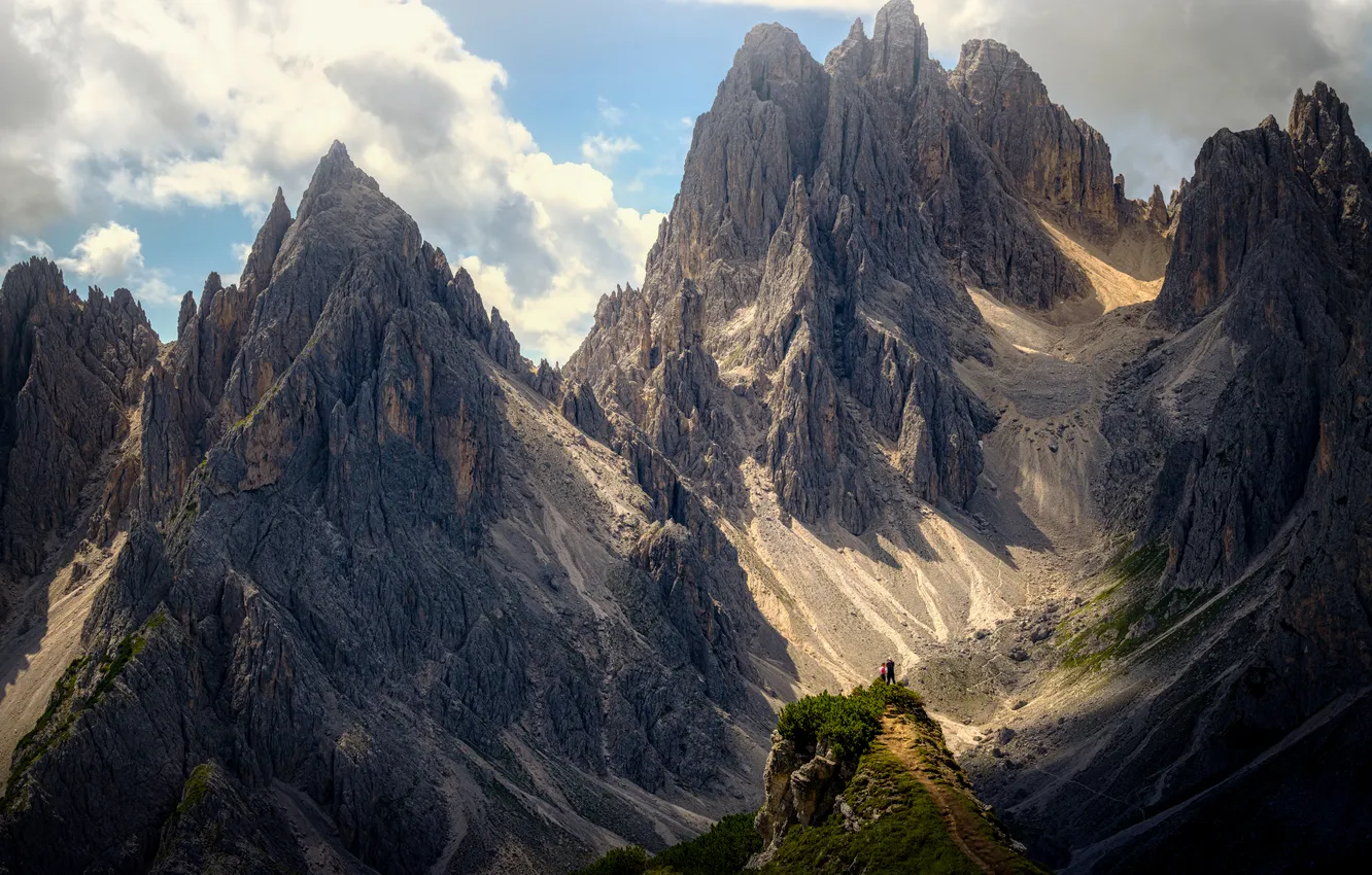 Photo wallpaper mountains, rocks, Persons