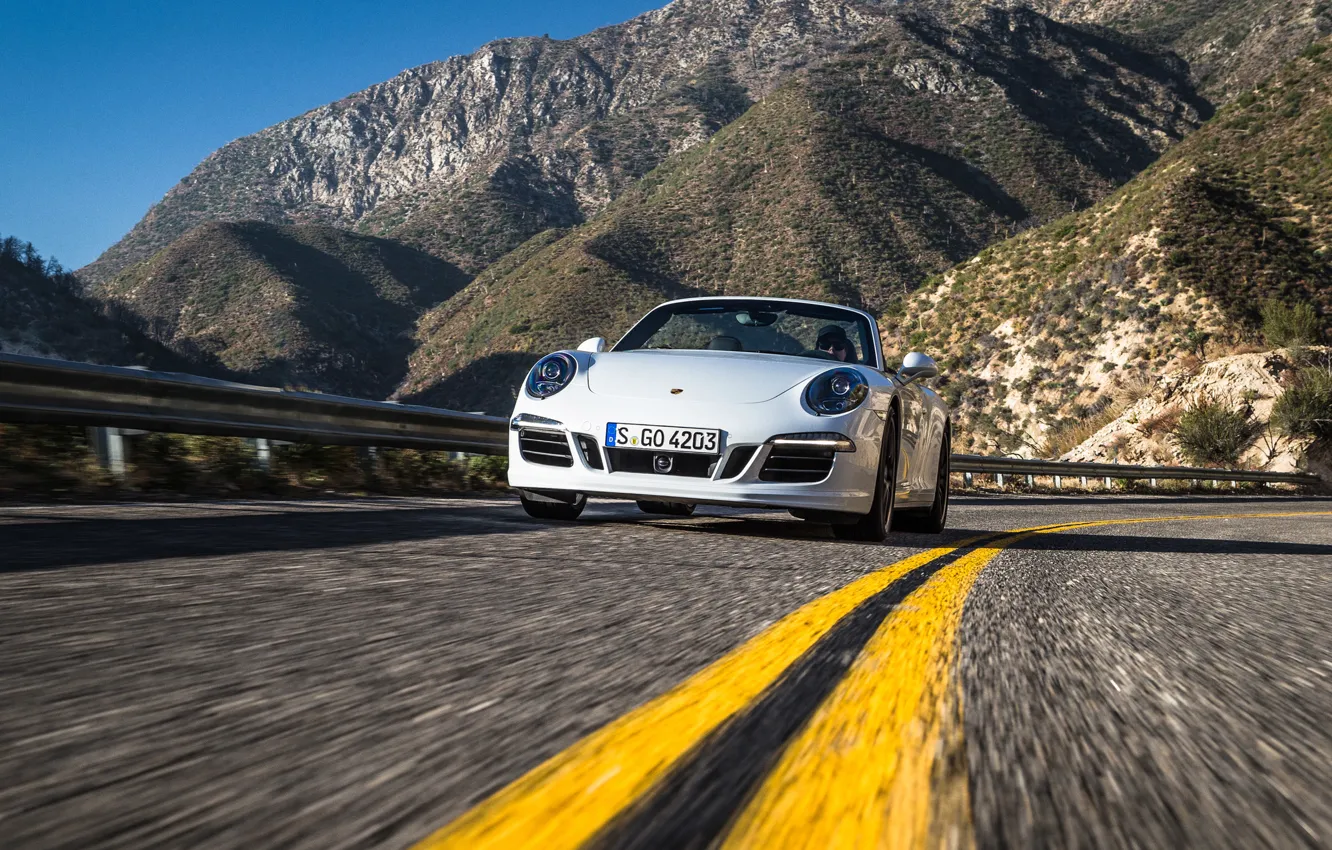 Photo wallpaper car, machine, 911, Porsche, convertible, road, speed, Cabriolet