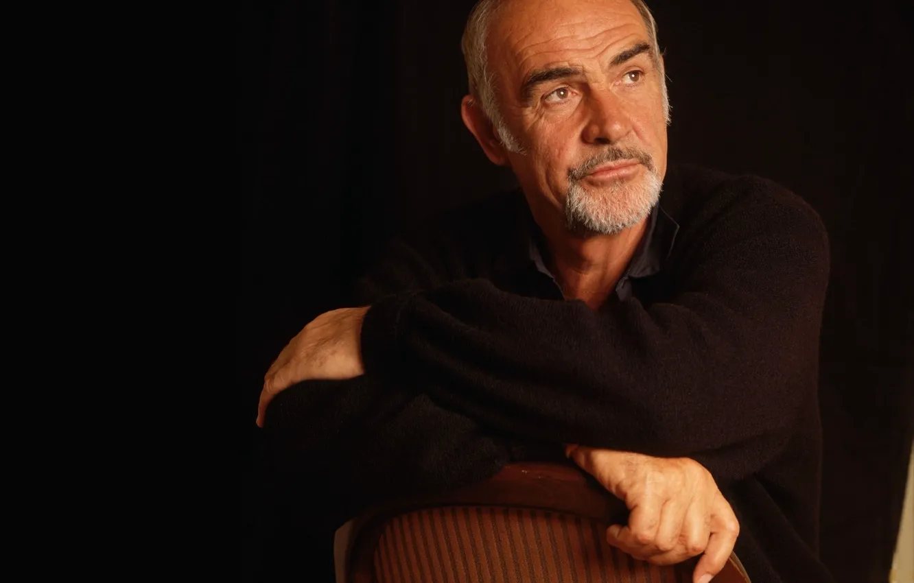Photo wallpaper chair, actor, black background, mujina, Sean Connery, producer, Sean Connery