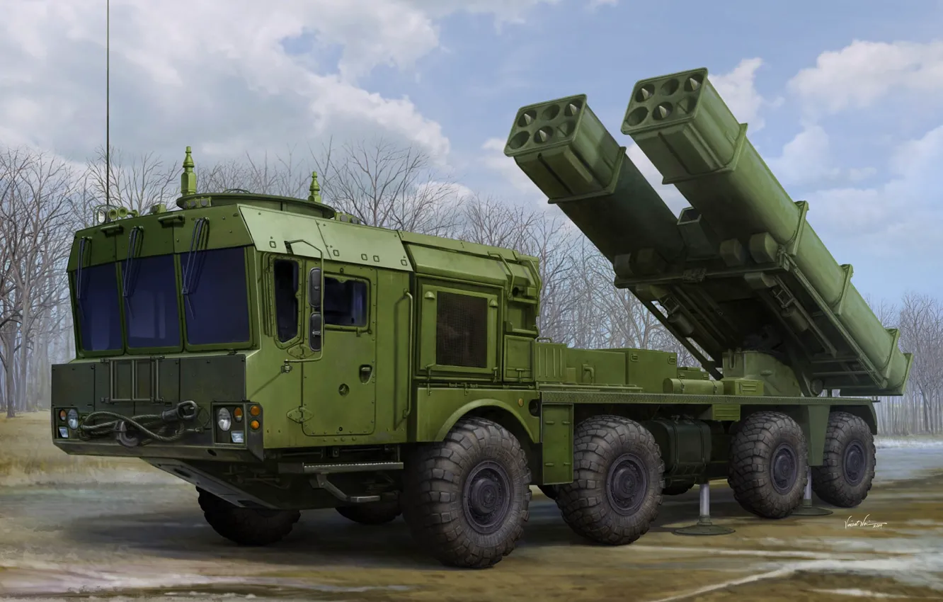 Photo wallpaper MLRS, the jet system of volley fire, 9К512, Combat vehicle MLRS 9A53, Uragan-1M