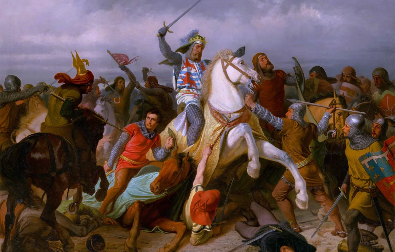 Photo wallpaper Picture, The battle, Horse, Battle, Warriors, Swords, Spears, Viktor Barvitius
