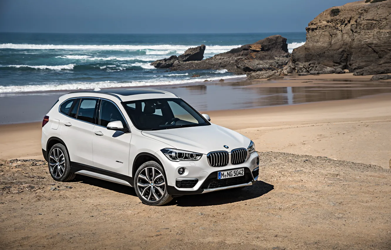 Photo wallpaper sand, sea, beach, shore, BMW, BMW, xDrive, SUV