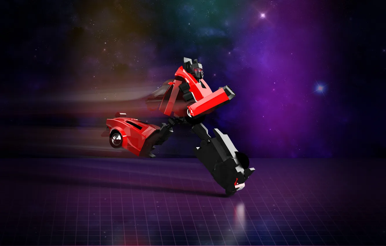 Photo wallpaper Space, Background, 80s, Neon, Rendering, Transformer, Autobot, Autobot