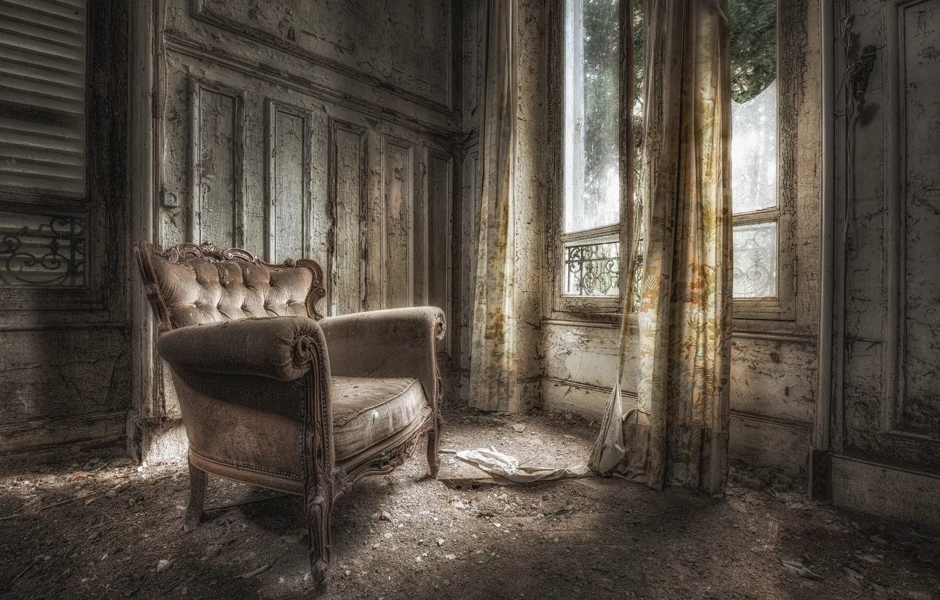 Photo wallpaper room, chair, window