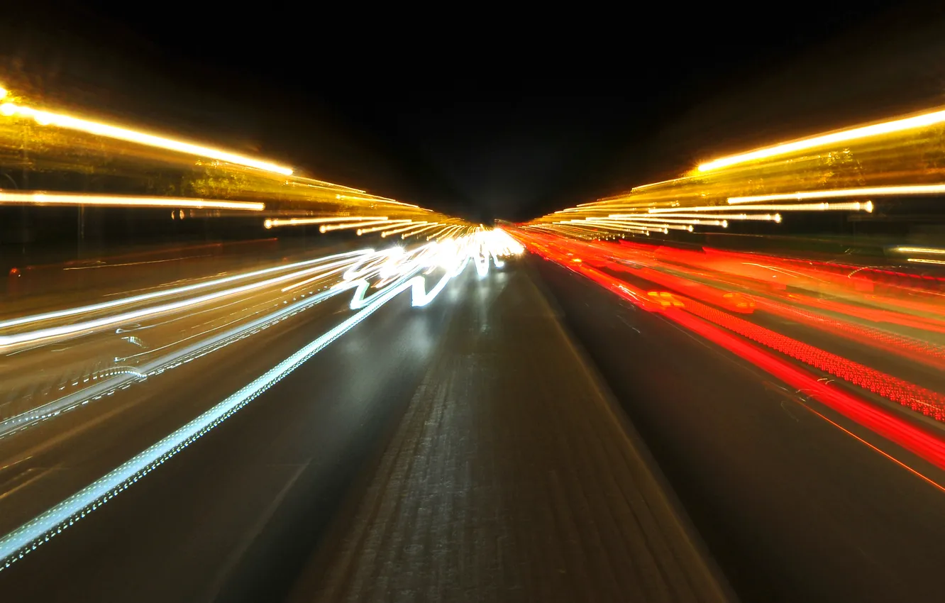 Photo wallpaper night, movement, speed, Bright lights