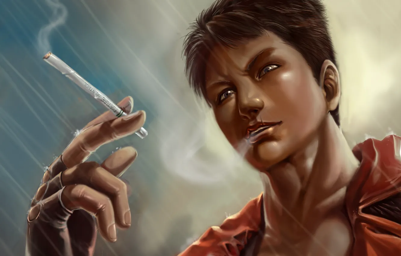 Photo wallpaper rain, cigarette, guy, Dante, Devil May Cry, DmC: Devil May Cry, Nephilim