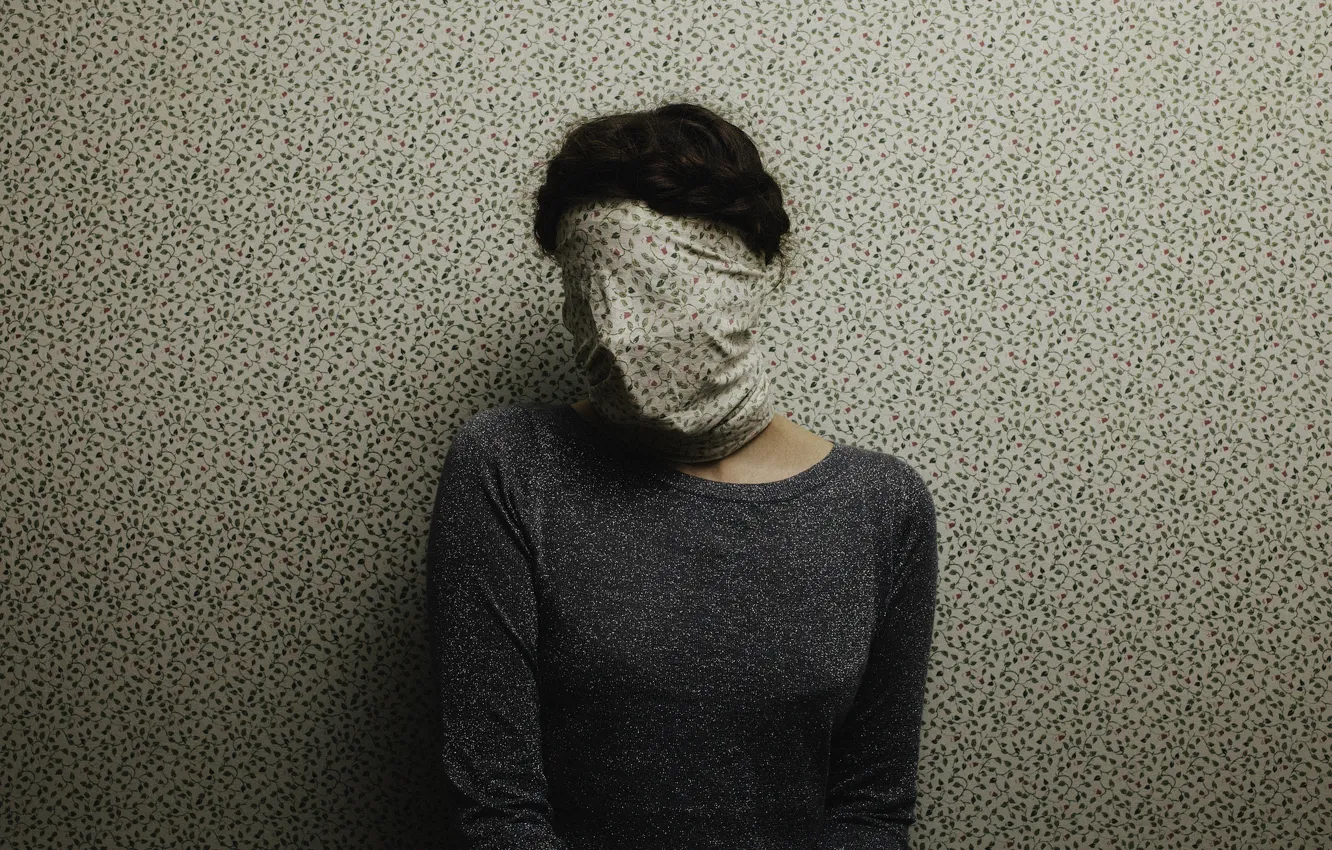 Photo wallpaper wallpaper, girl, sweater, covered face
