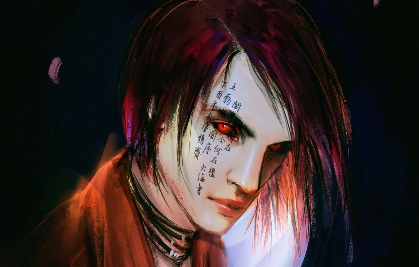 Photo wallpaper tattoo, characters, guy, red eyes, from panda, by Panda