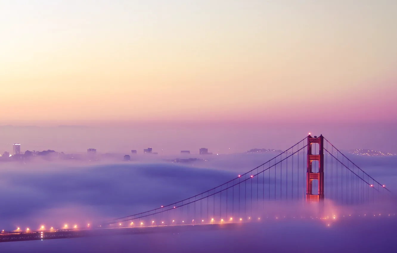 Photo wallpaper lights, fog, san francisco, San Francisco, golden gate bridge