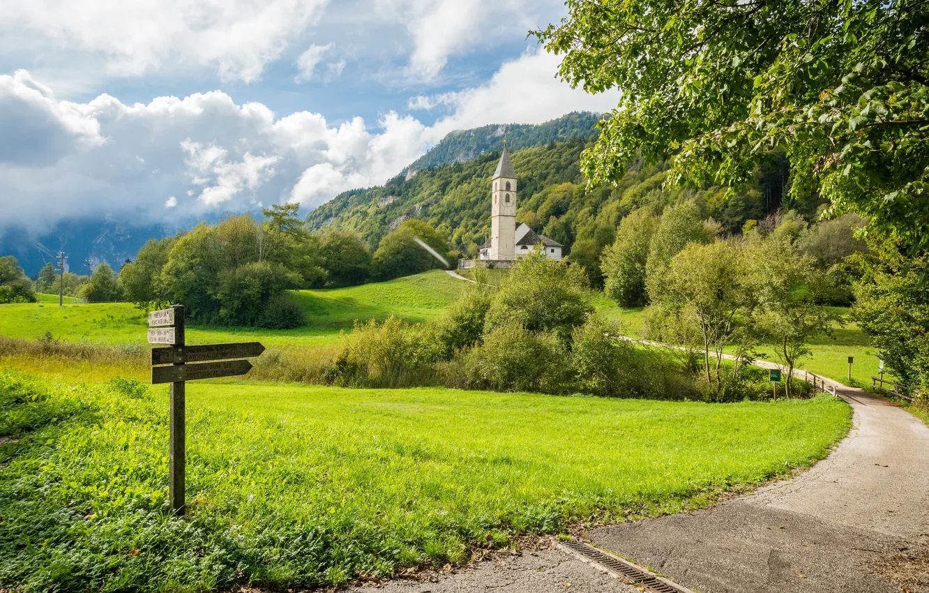 Photo wallpaper Italy, Alto Adige, The Church Of San Leonardo