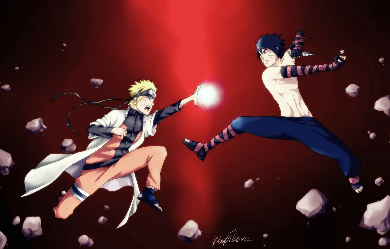 Photo wallpaper anime, art, battle, guy, Naruto, Naruto, Uzumaki Naruto, Menma