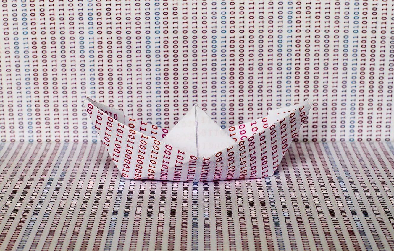 Photo wallpaper paper, boat, origami