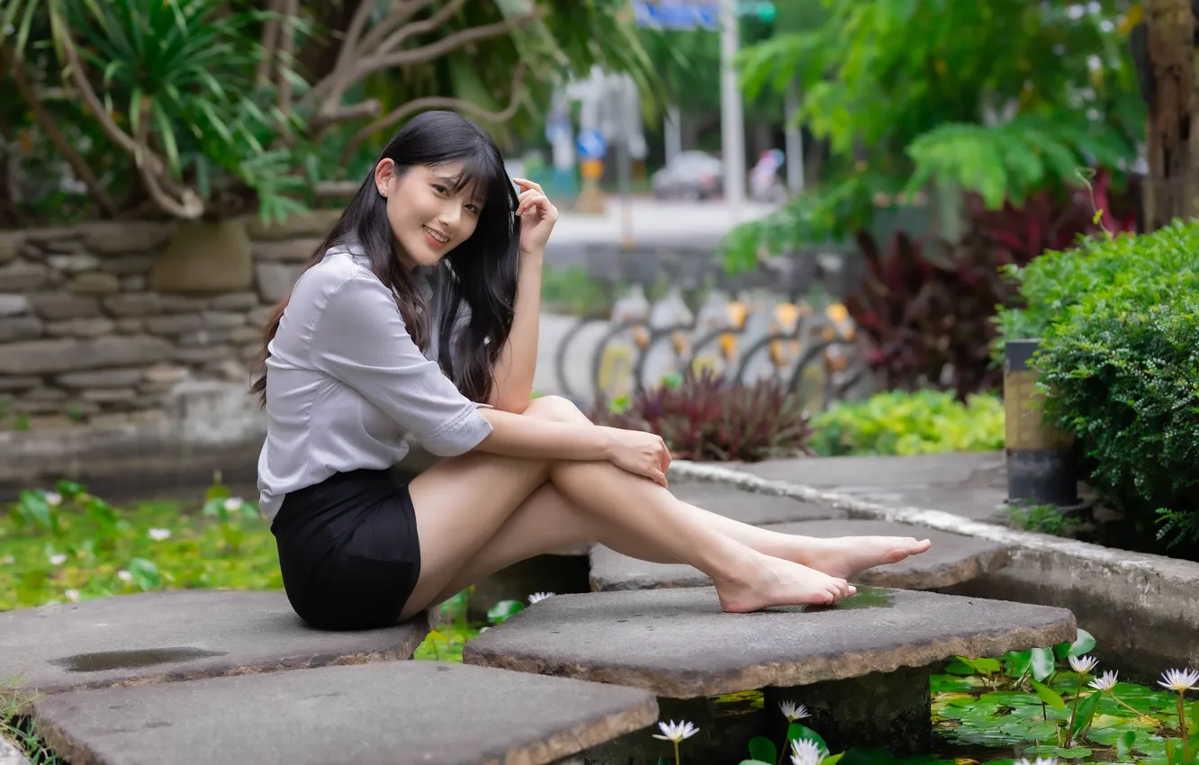 Photo wallpaper girl, smile, Asian