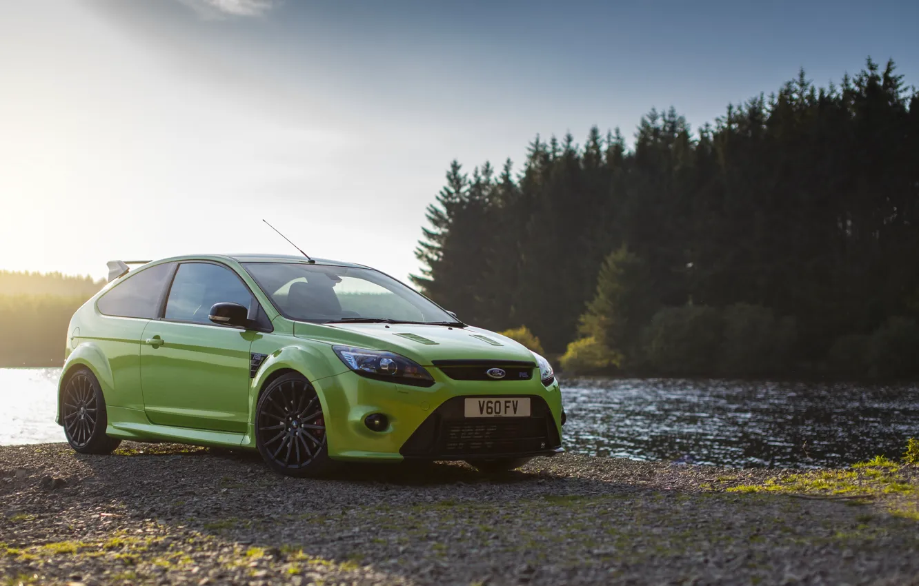 Photo wallpaper green, Ford, water, focus