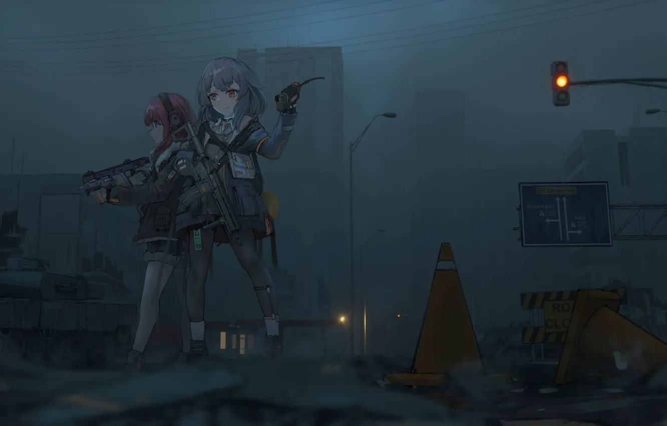 Photo wallpaper night, street, girl, Girls Frontline, Girls front