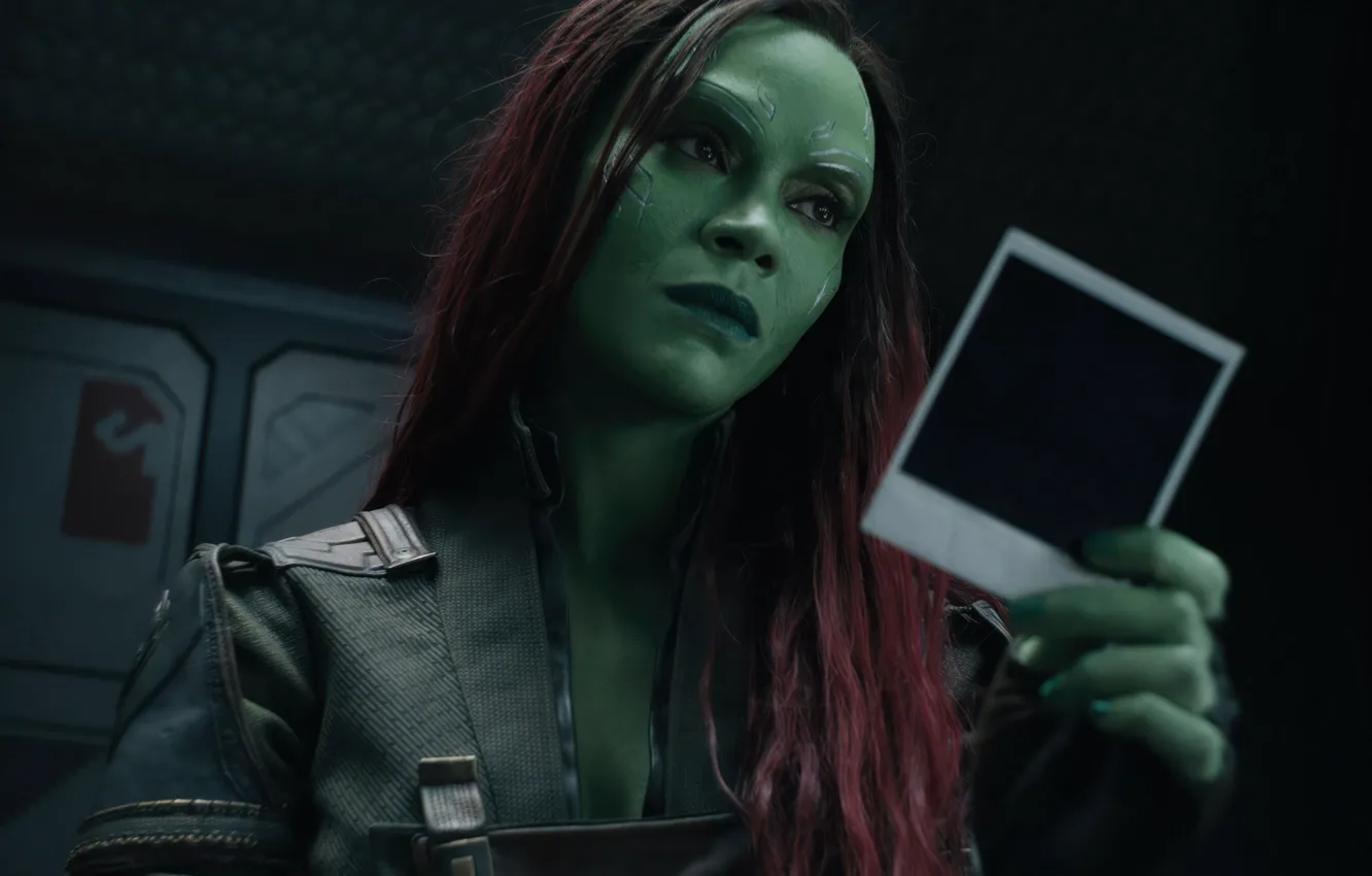 Photo wallpaper pose, photo, makeup, Zoe Saldana, Zoe Saldana, Gamora, Guardians of the Galaxy. Part 3, Guardians …
