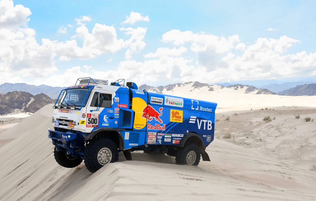 Photo wallpaper sand, race, sport, Truck, Master, Russia, 500, Kamaz