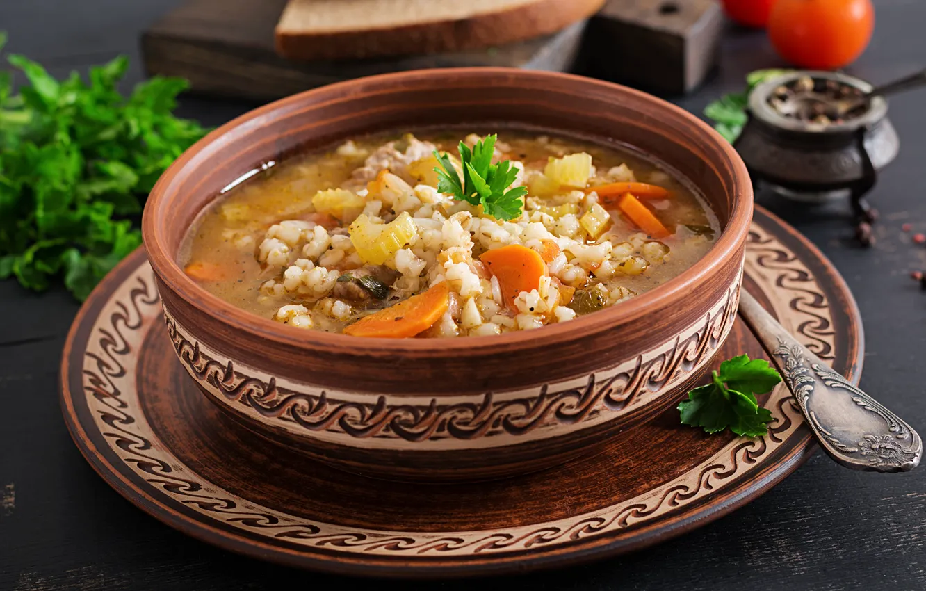Photo wallpaper food, soup, pickle, barley