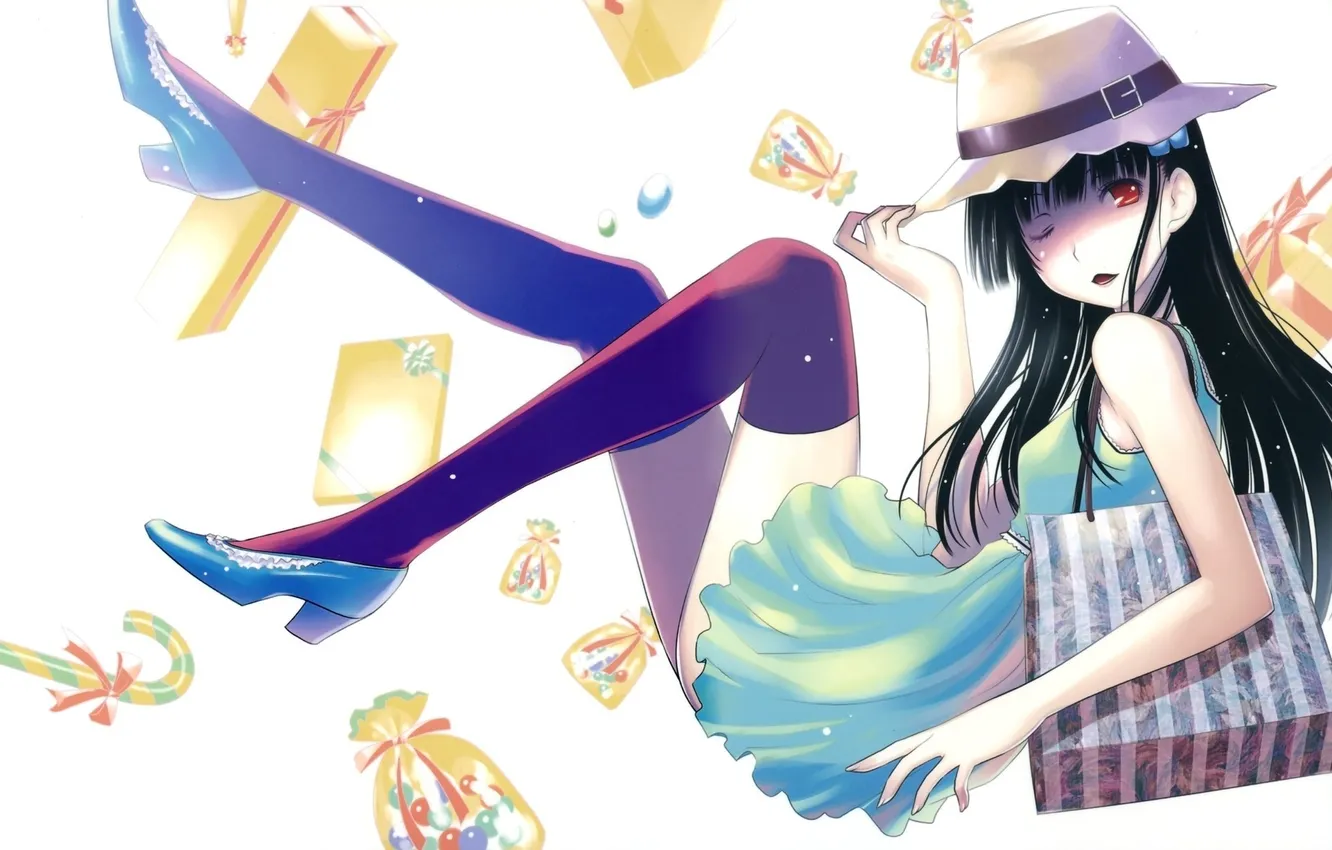 Photo wallpaper girl, gift, stockings, hat, art, sankarea, Sanka Rea, hattori mitsuru