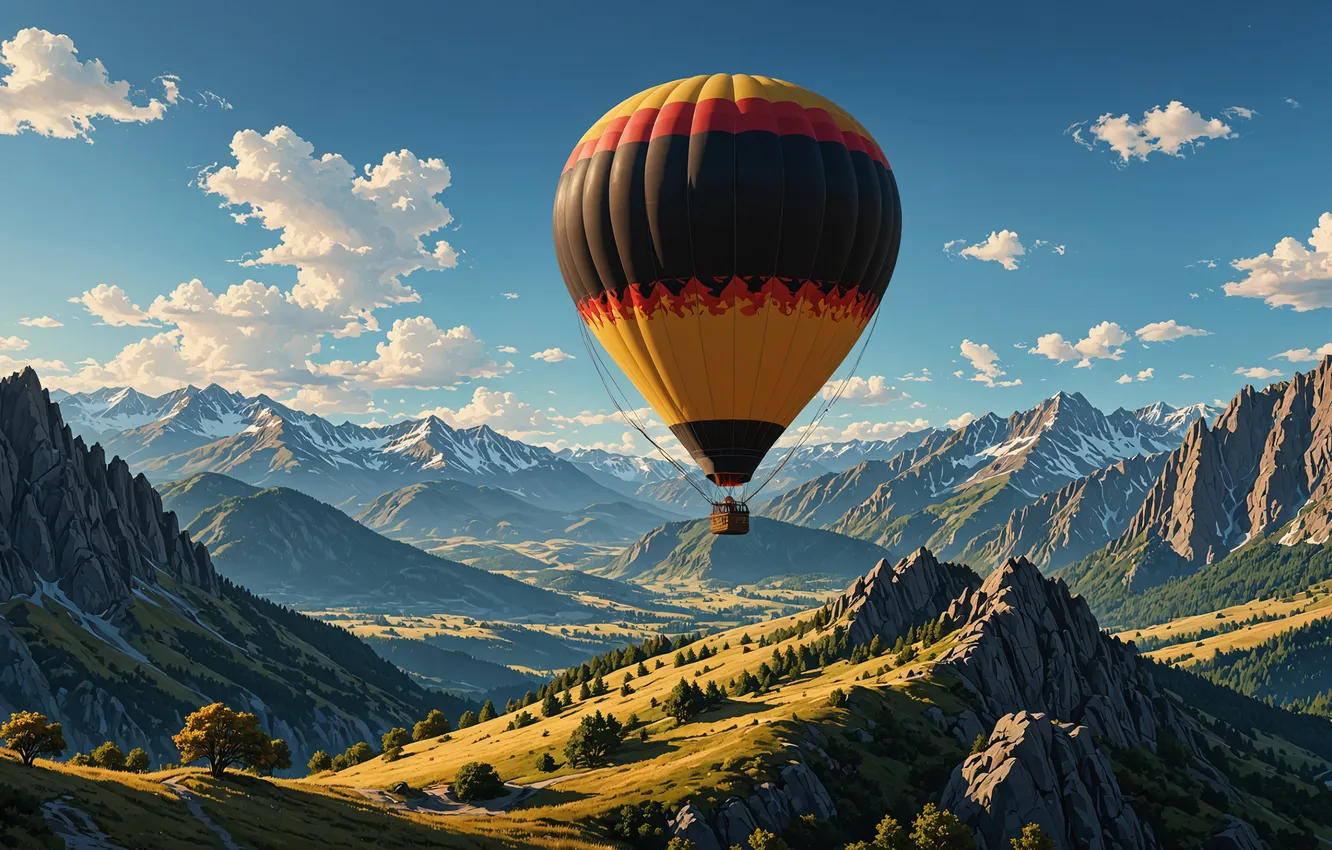 Photo wallpaper landscape, mountains, balls