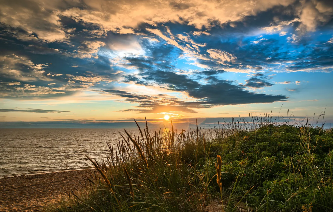 Photo wallpaper sea, sunset, coast