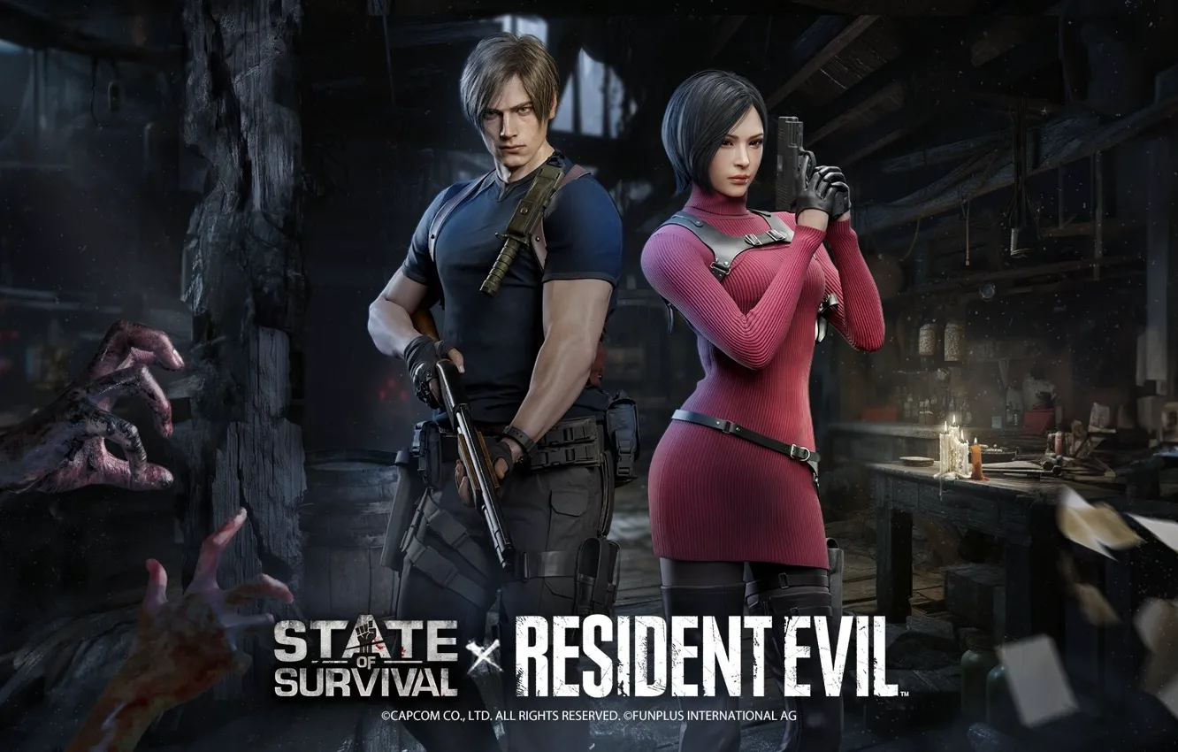Photo wallpaper girl, zombie, gun, pistol, zombies, undead, resident evil, biohazard
