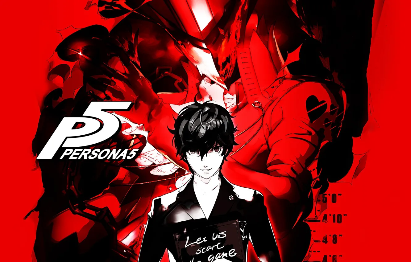 Photo wallpaper the game, anime, the demon, art, guy, red background, person, Persona