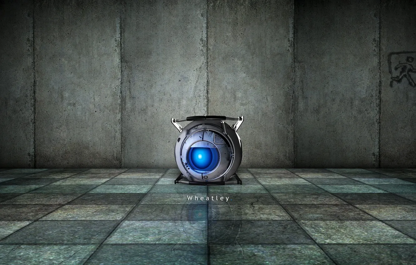 Photo wallpaper reflection, portal, Wheatley