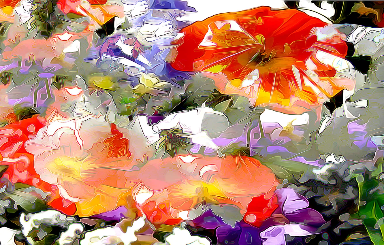 Photo wallpaper flowers, nature, plant, petals, meadow