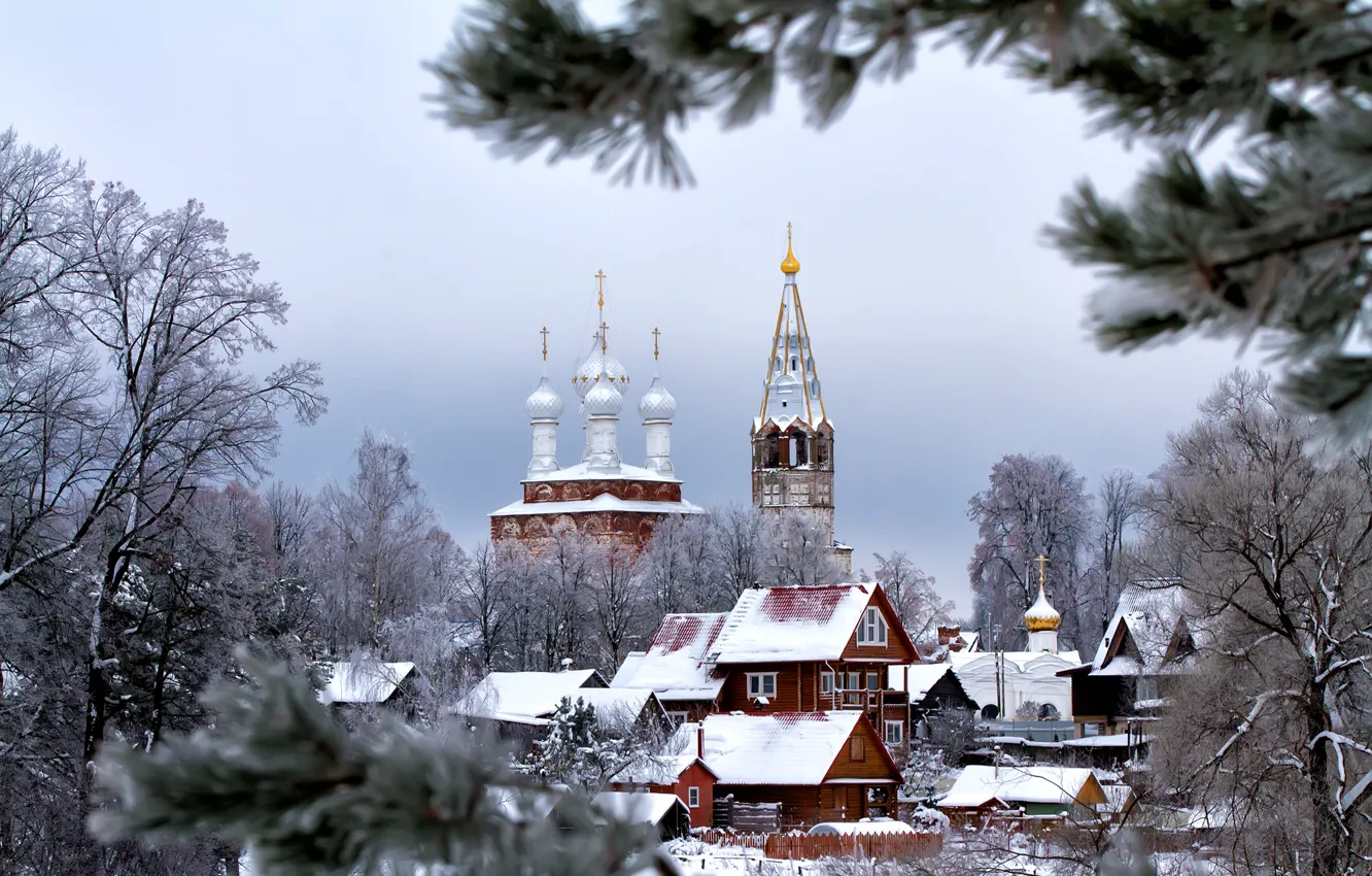 Photo wallpaper winter, temple, Dunilovo