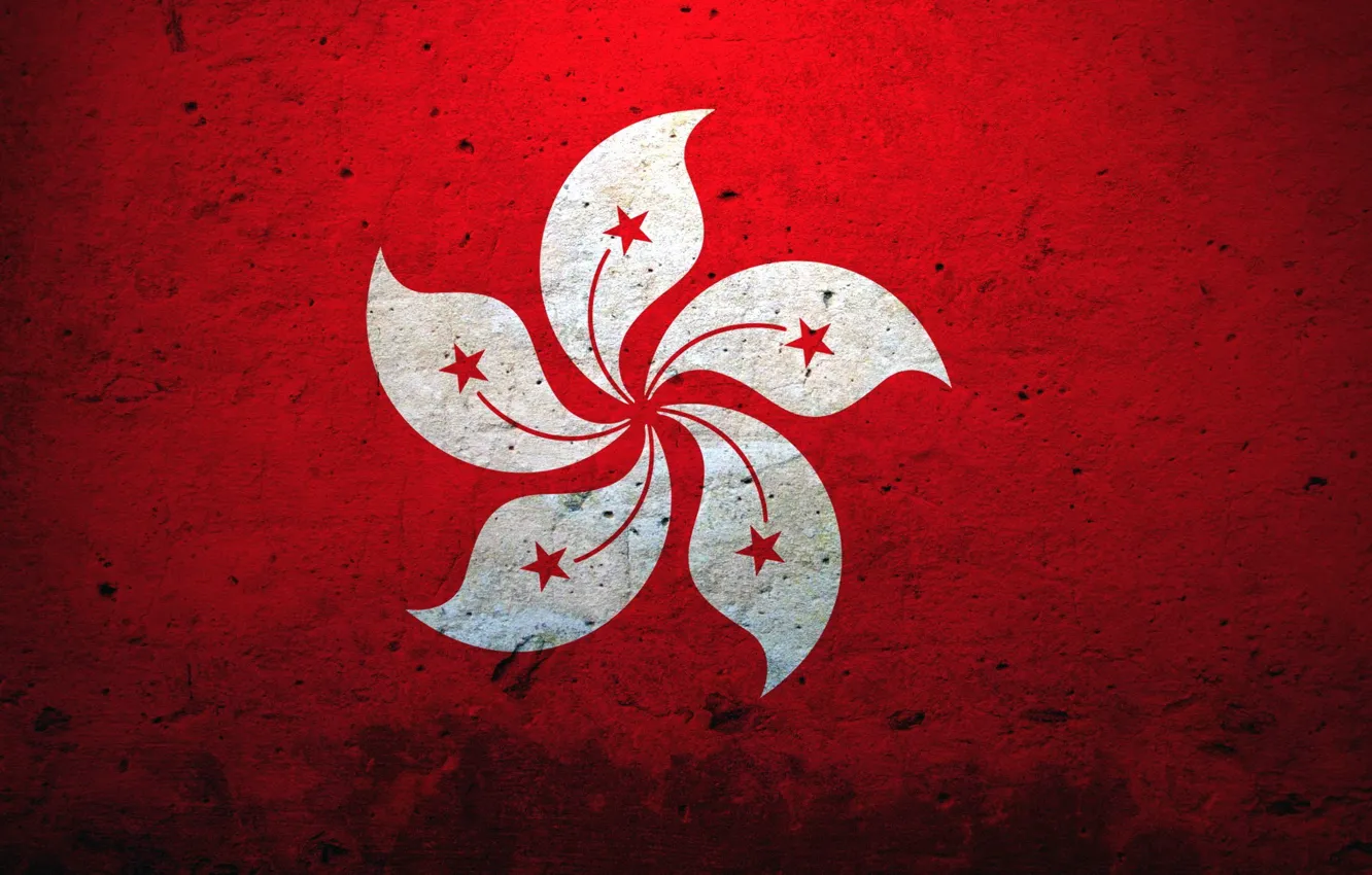 Photo wallpaper flower, China, Lily, Flag, emblem, coat of arms, Hong Kong