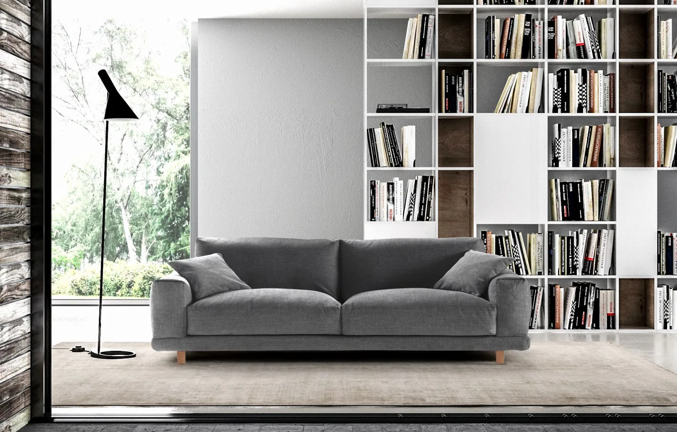 Photo wallpaper design, style, room, interior, library, living room