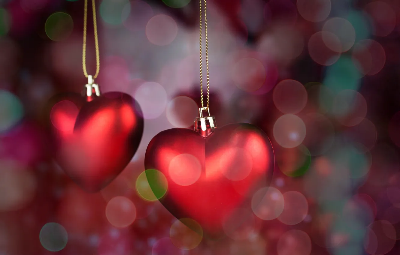 Photo wallpaper hearts, red, love, romantic, hearts, bokeh, Valentine's Day