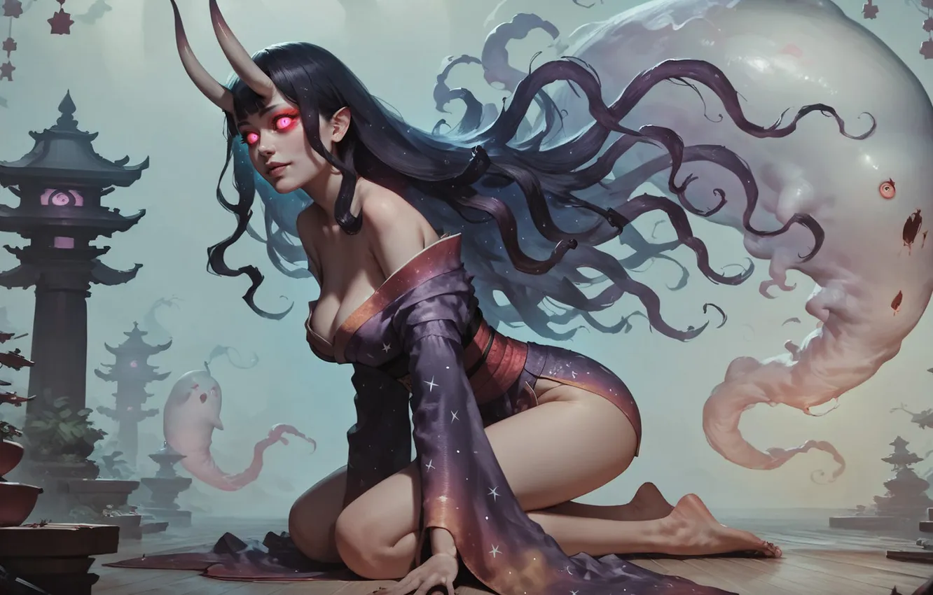 Photo wallpaper girl, the demon, Ghost, red eyes
