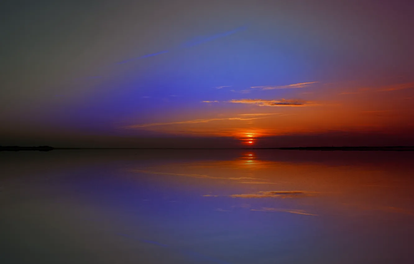 Photo wallpaper sea, sunset, reflection, the evening, Germany, sunrise, See, Friesland
