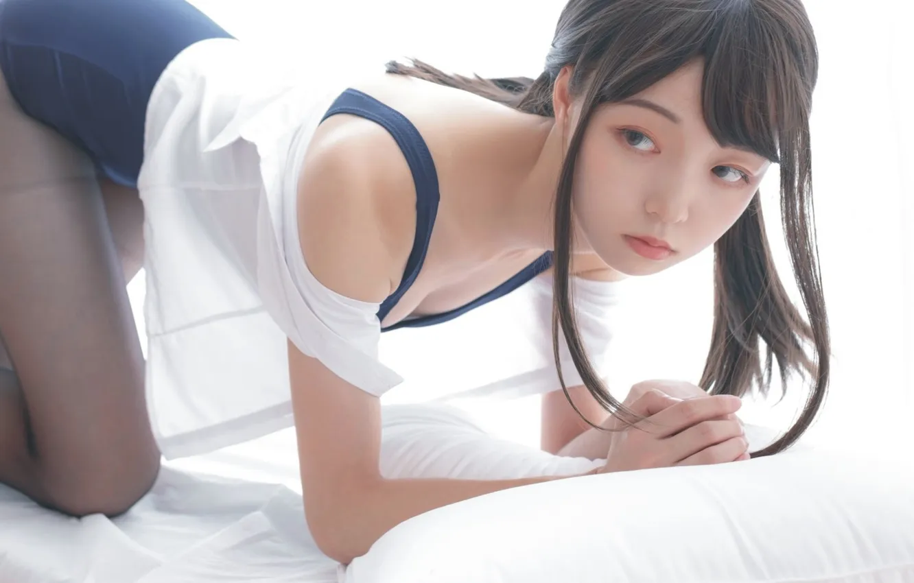 Photo wallpaper girl, eyes, face, look, pose, doll, Asian girl