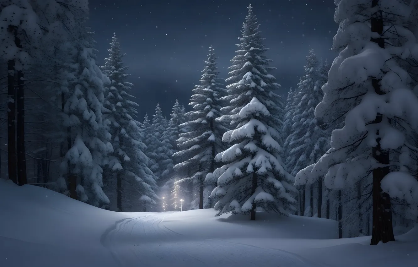 Photo wallpaper winter, frost, forest, snow, trees, nature, winter, tree