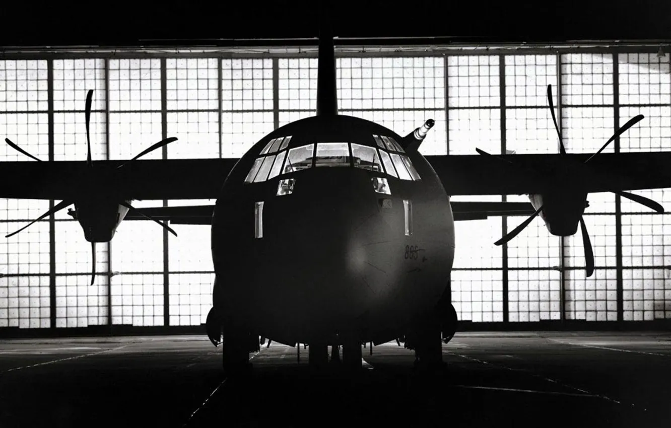 Photo wallpaper black and white, The plane, Propeller