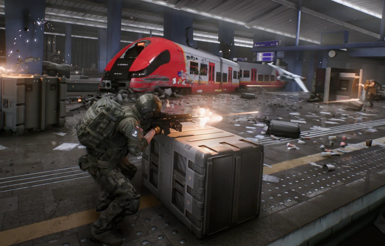 Photo wallpaper metro, the game, soldiers, shootout, World War 3