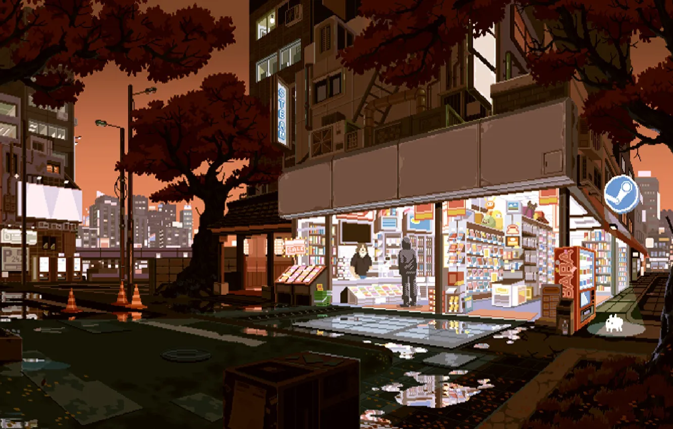 Photo wallpaper pixels, autumn, pixel, Steam, steam, 1 day