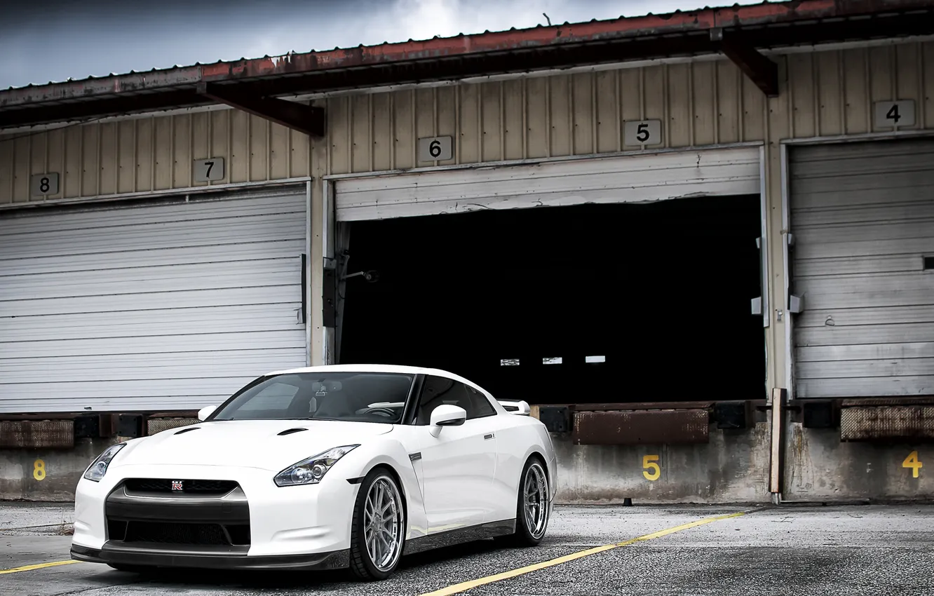 Photo wallpaper white, composition, Nissan, white, GT-R, Nissan