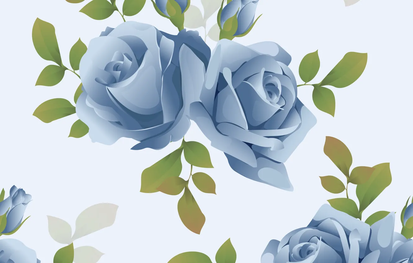 Photo wallpaper background, roses, blue