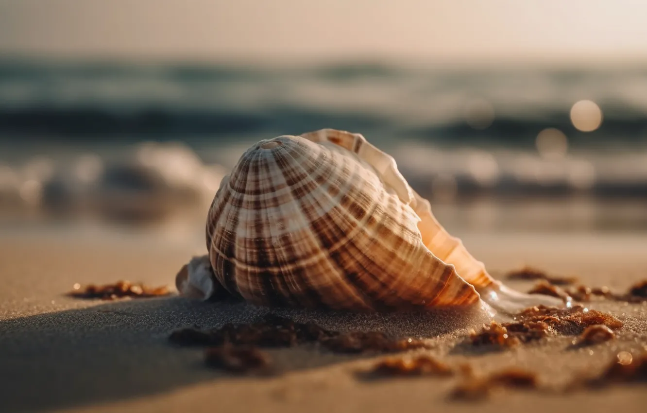 Photo wallpaper sand, sea, wave, beach, macro, light, shadow, sink