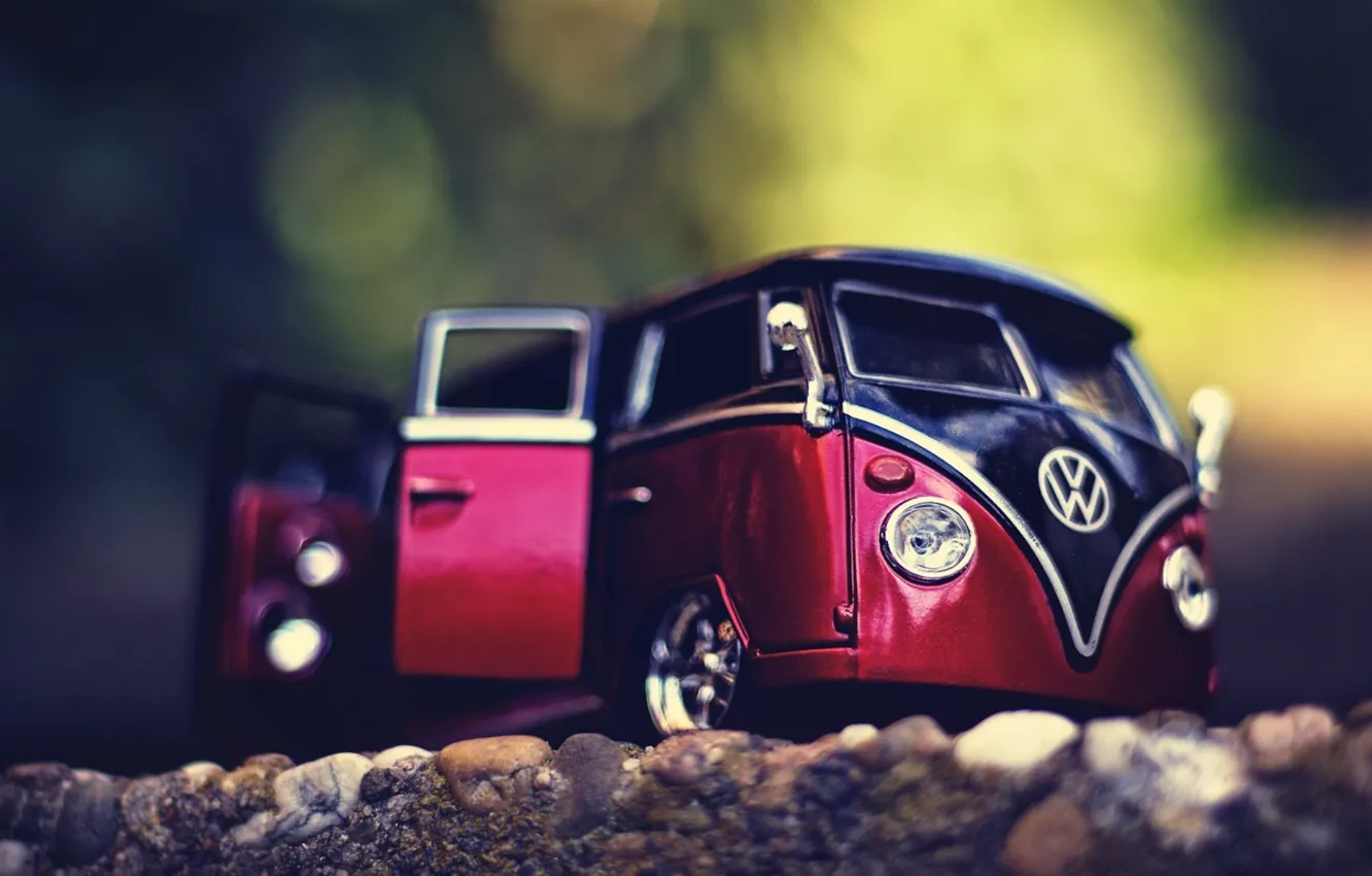 Photo wallpaper macro, toy, Volkswagen, machine
