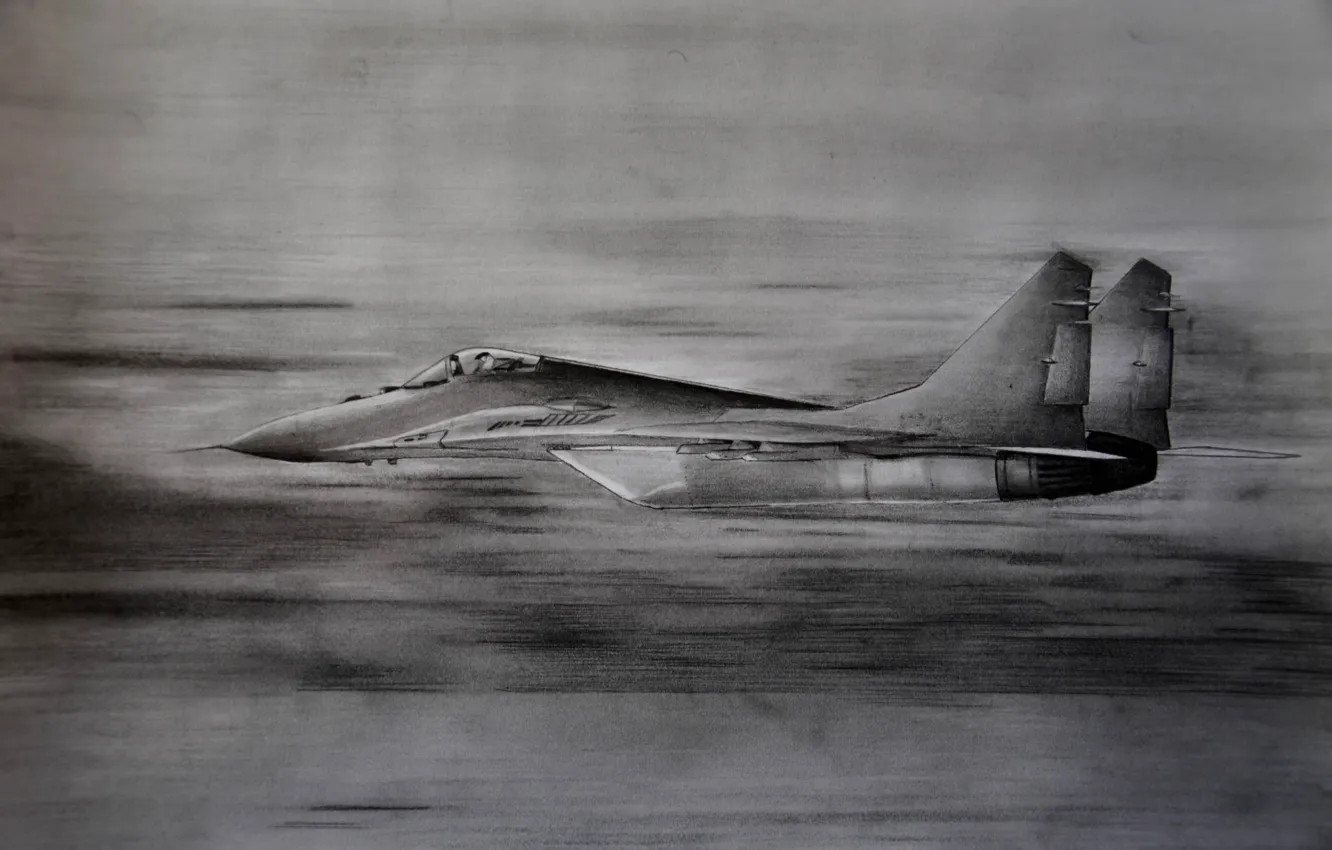 Photo wallpaper figure, fighter, pencil, multipurpose, MiG-29, The MiG-29