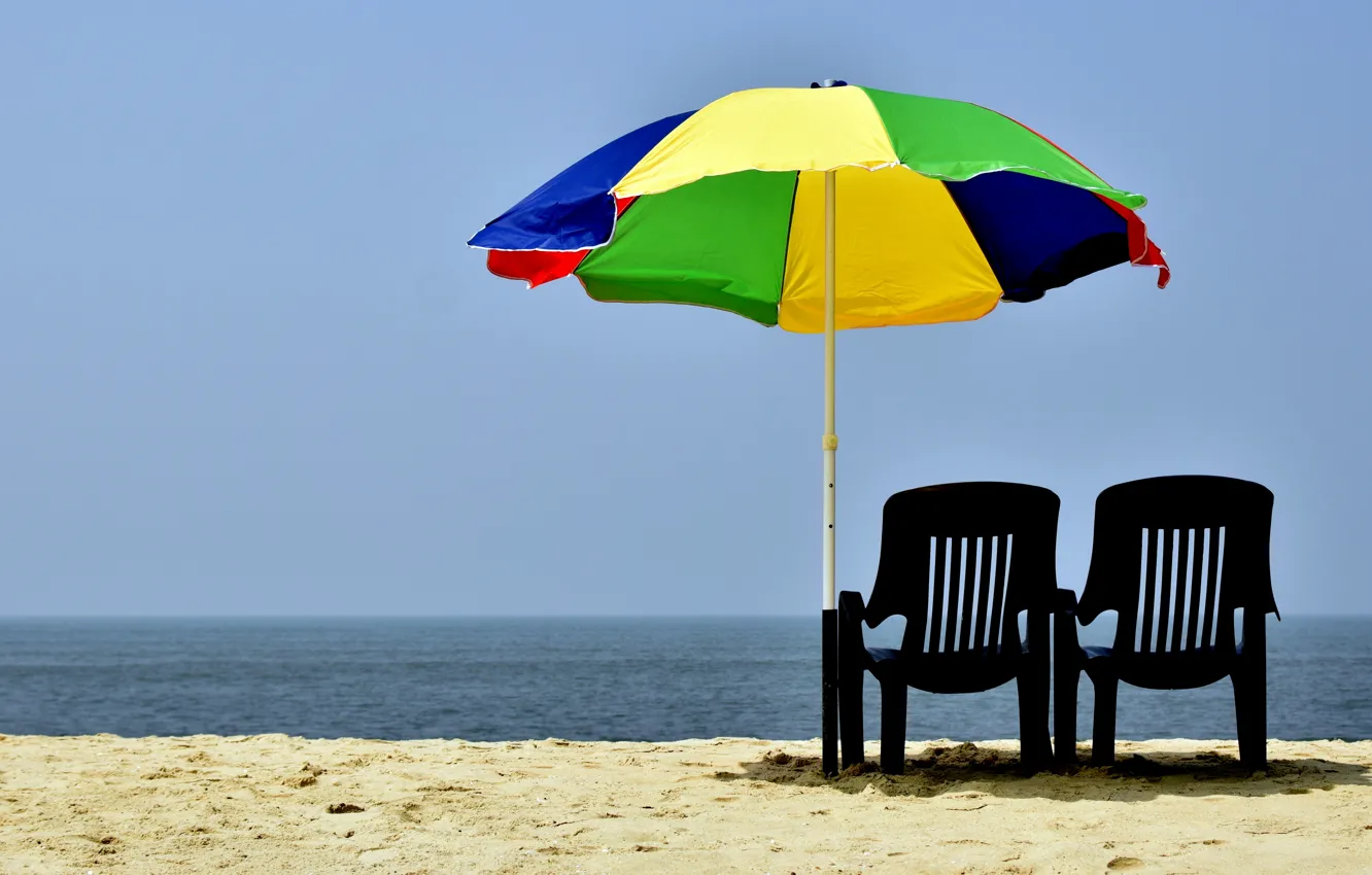 Photo wallpaper ocean, umbrella, Sea Beach