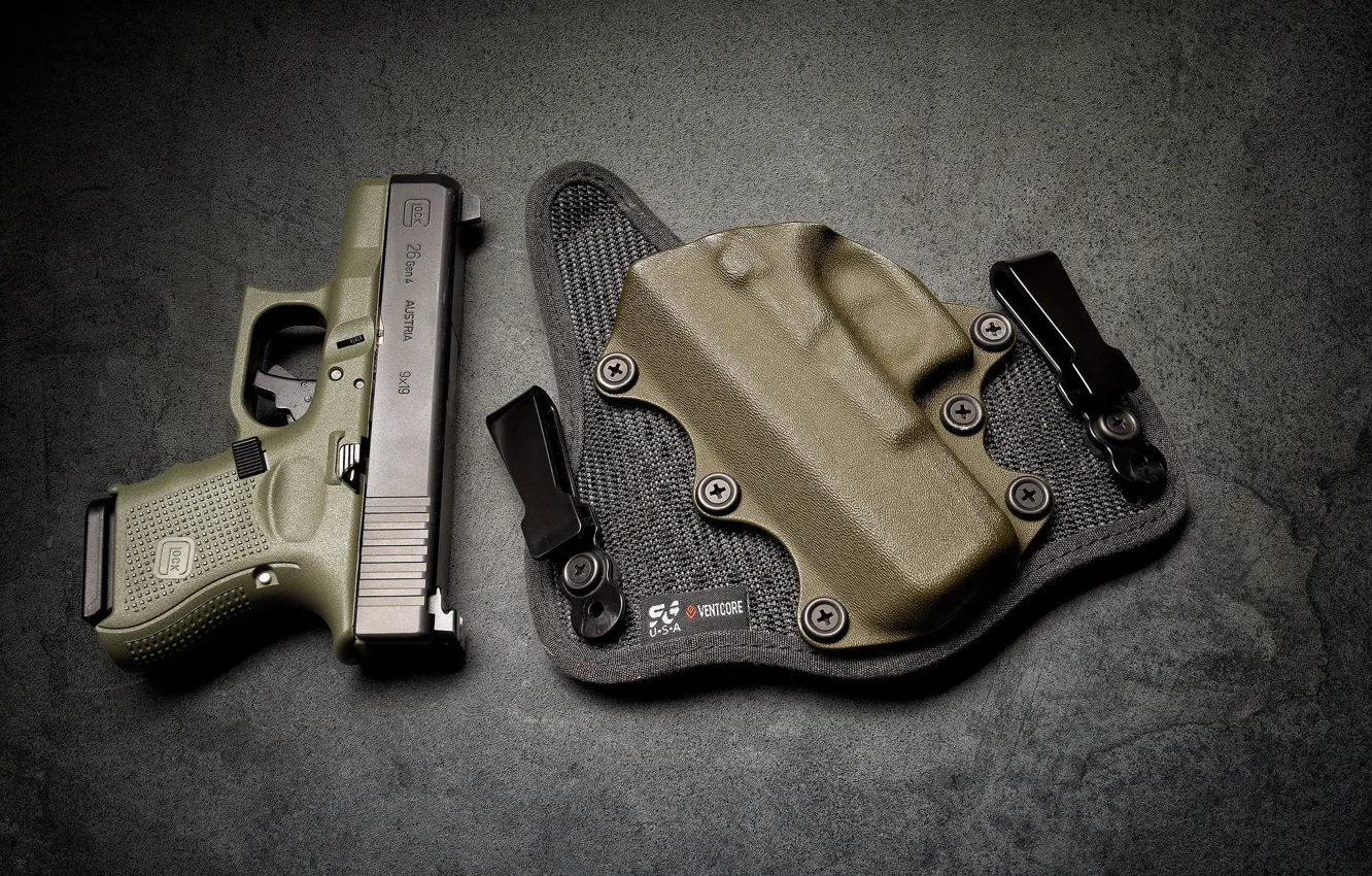 Photo wallpaper gun, Glock, holster