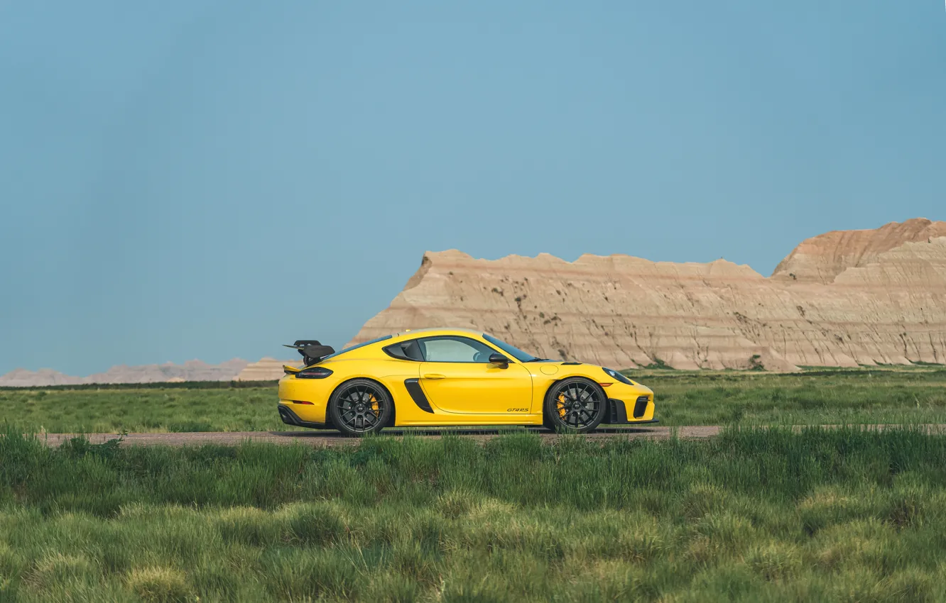 Photo wallpaper Porsche, Cayman, side view, Weissach Package, 718, Porsche 718 Cayman GT4 RS